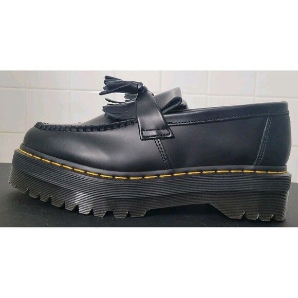 Doc Martens Adrian Quad Leather Platform Tassel Yellow Stitch Loafers M9 W10 - Picture 10 of 13